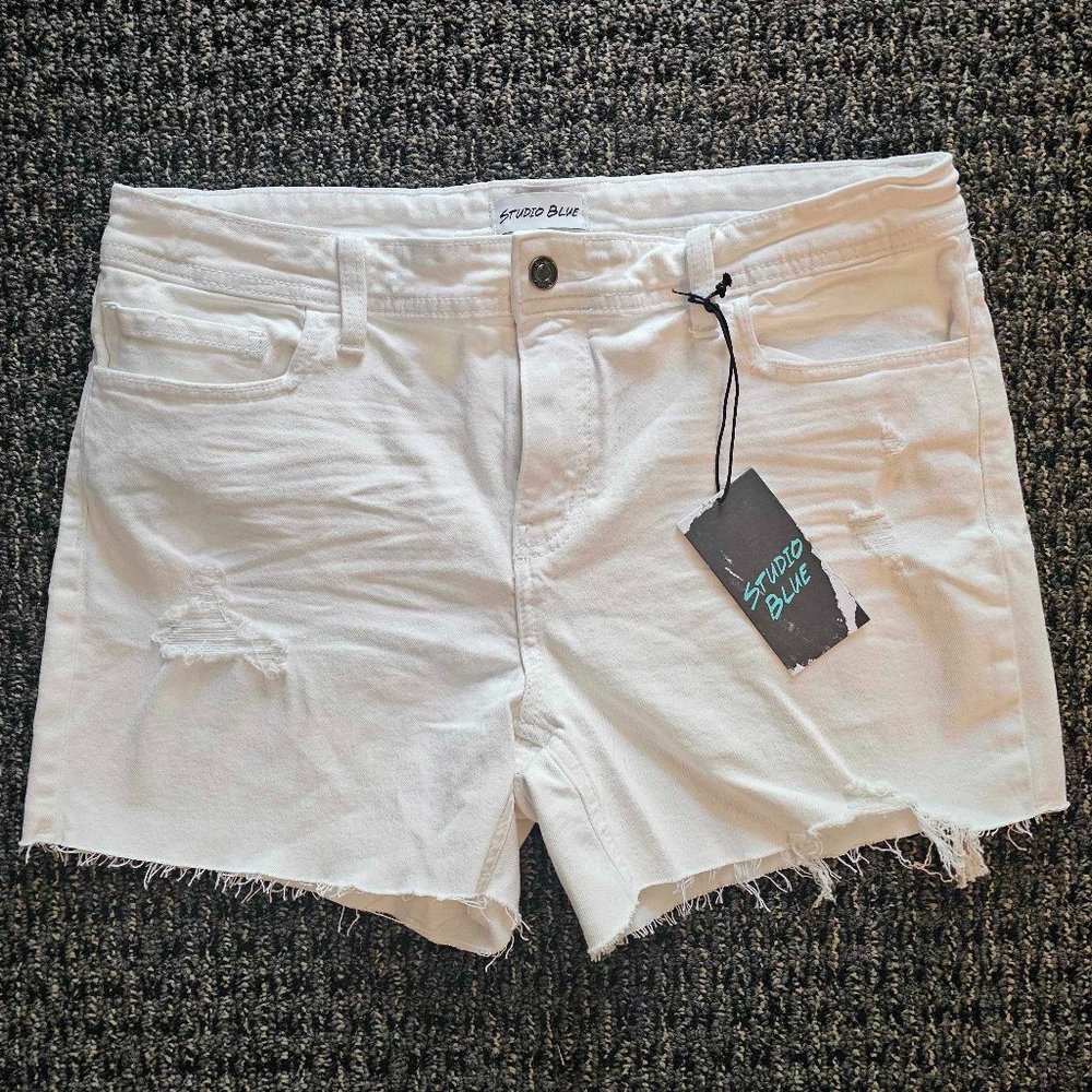Studio Blue - White Distressed Shorts